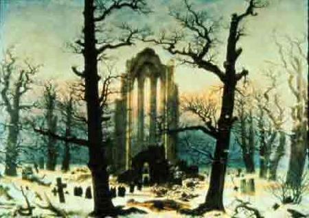Caspar David Friedrich Cloister Cemetery in the Snow Spain oil painting art